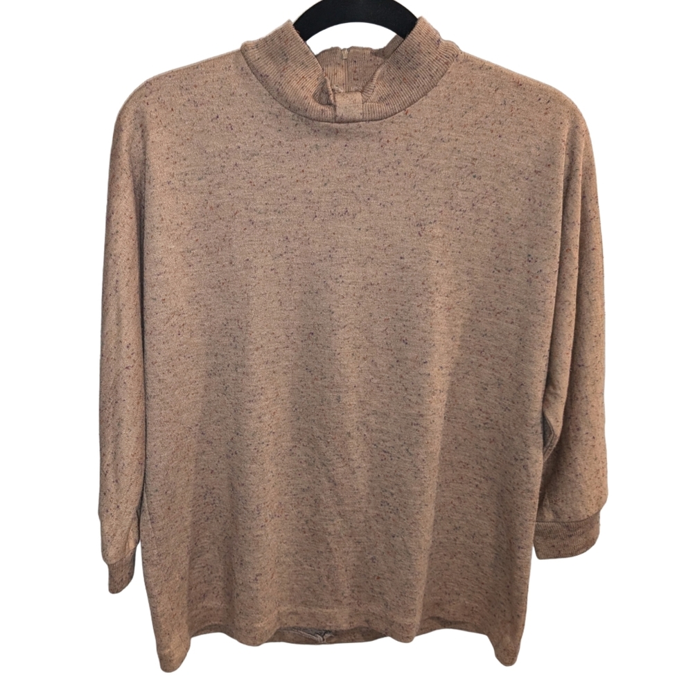 Vintage Camel Boucle Mockneck Dolman Sweater Blouse, Size M